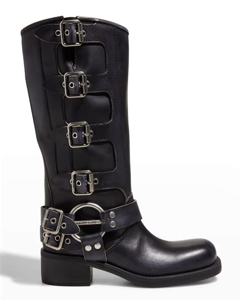 miu miu motor boots|miu leather boots.